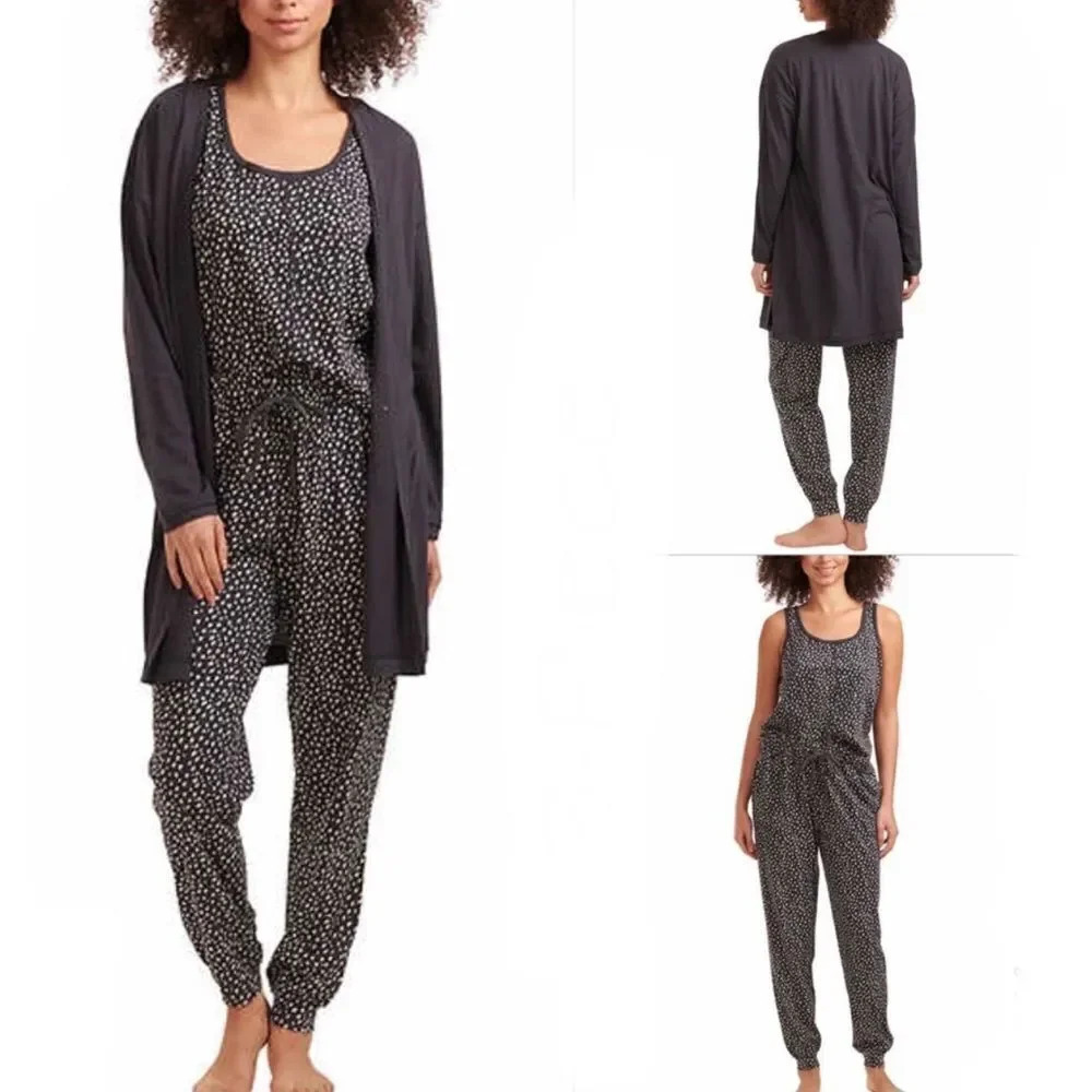 Karen Neuburger 3-Piece Lounge / PJ Set Gray spotted XSmall